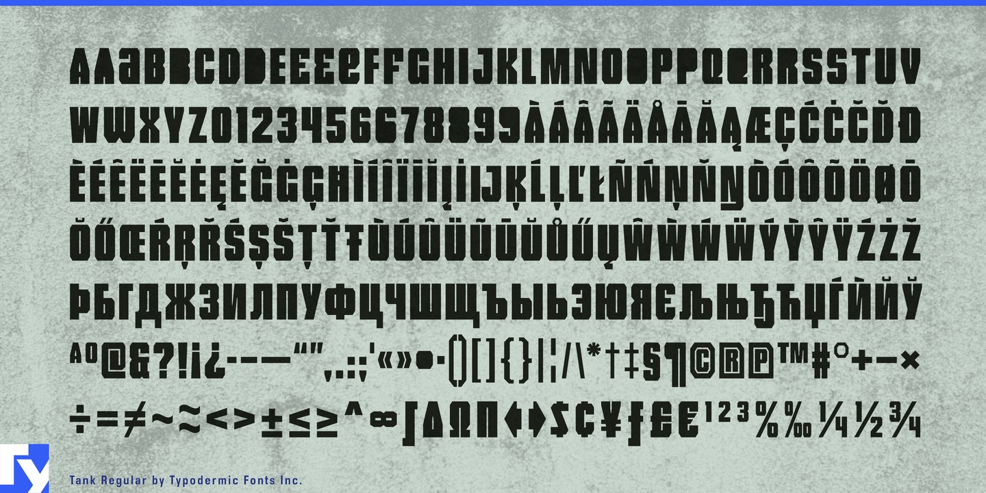 Ejemplo de fuente Tank Lite Italic